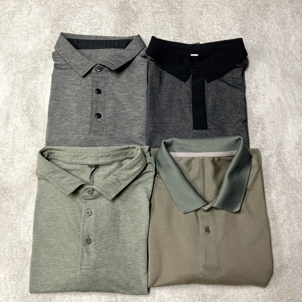 Lululemon Polo Shirts Lot of 4 Evolution Golf Gray Green Olive Performance XL